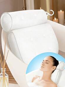 Almofada de Banheira Meio Corpo com Ventosas Antiderrapantes, Suporte para Pescoço e Costas, Acessório de Banheiro Doméstico, Almofada de Banheira em Tela, Almofada SPA, Almofada de Encosto, Adequada para Massagem nas Costas e Esfoliação, Lavável em Máquina, Macia e Confortável, Fácil de Limpar, Equipada com Ventosas Antiderrapantes - A - Visão 9