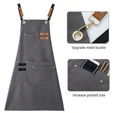 1 Piece Of Canvas Apron With Pocket, Coffee Shop, Milk Tea Shop, Chef, Hotel Kitchen, Baker's Role - Multicolor - View 4