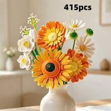 Vibrant Mixed Flower Building Block Bouquet Set, DIY Sunny Style Assembly Eternal Flower Model, Sunflower And Daisy Mixed Flower Building Block Bouquet Set, Warm Tone Bouquet Assembly Eternal Flower, Sunflower Assembly Model, Artificial Flower Decorative Ornament, Artificial Plant Model, Home / Office Decor, Graduation Gift, Valentine's Day Gift, Christmas Gift - Yellow Bouquet - View 18