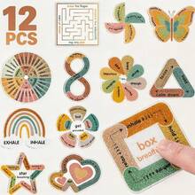 ‌Calm Strips Anxiety Sensory Stickers‌,Fidget Textured Strips‌,Textured Sensory Stress Relief Stickers, Stress Relief Tactile Stickers‌, Sensory Calm Adhesive Strips,Waterproof Raised Texture Decals For Phone Laptop Water Bottle - 1 Sheet (12 Pieces) - View 12
