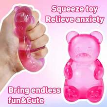 1/4pcs Gummy Bear & Sugar Ball Designs, Anxiety Relief & Focus Toy, Maltose Filled Squeeze Toys For Sensory Play,Sensory Fidget Toys For Adults, Slow Rising Squish Stress Balls, Birthday Gift - Multicolor - View 4