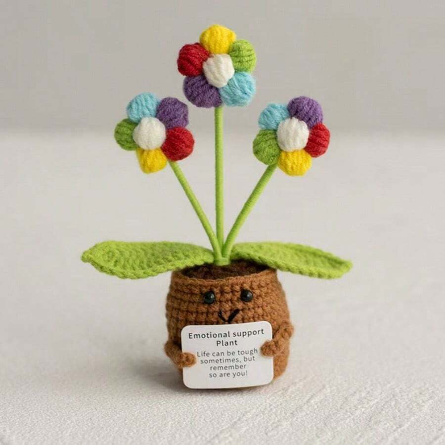 1pc Colorful Puffs, Soft Cartoon Flowerpots That Never Fade, Heal Your Depressed Moments. - Multicolor - View 1