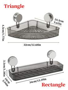 1pc Suction Cup Wall-Mounted Bathroom Shelving, Shower Caddy, Drill-Free Triangular Storage Rack For Shampoo And Shower Accessories, Contemporary Organizer For Bathrooms And Kitchens, Corner Shelf Design, Bathroom Organizers And Storage - Multicolor - View 3
