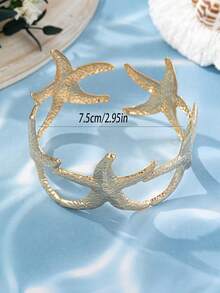 1 buah Gelang/Manset Lengan Minimalis Berbentuk Bintang Laut dari Logam, Cocok untuk Wanita - Yellow Gold - View 4