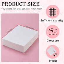 Sheets Nail Dust Collector Filter Paper Disposable Nail Dust Suction Collector Filters Nail Paper Sheets Portable Dust Collector Filter For Nail Salon Spa Tech Nail Supplies Accessories - White - View 2
