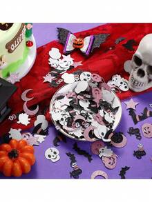 100pcs Halloween Ghost Colorful Confetti, Shiny Sequins Colorful Confetti (Includes Ghost, Witch, Bat, Skull And Pumpkin Patterns) - Suitable For Party, Birthday And Halloween Decoration Glitter Confetti, Halloween Party Table Decoration Colorful Confetti - Multiple Styles - View 4