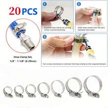 20/60pcs Adjustable Soft Tube Clamps, 201 Stainless Steel, Double Ears With Fasteners, DIY Air Duct Clip Set, Rust Resistant - Stainless Steel - View 10