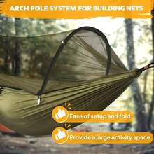 3-In-1 Premium Double Hammock With Mosquito Net, Easy Install, Compatible With Sturdy Frames, Spacious Camping Bed, Lightweight & Durable For Travel, Camping & Courtyard - Dark Green - View 5