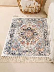 1pc Vintage White Tassel Rug, Decorative Carpet, Bedroom Decor, Small Rug, Carpet, Home Decor, Living Room Carpet, Living Room Small Rug, Bedroom Rug, Living Room Home Decor, Outdoor Rug, Washable Rug - Multicolor - View 14