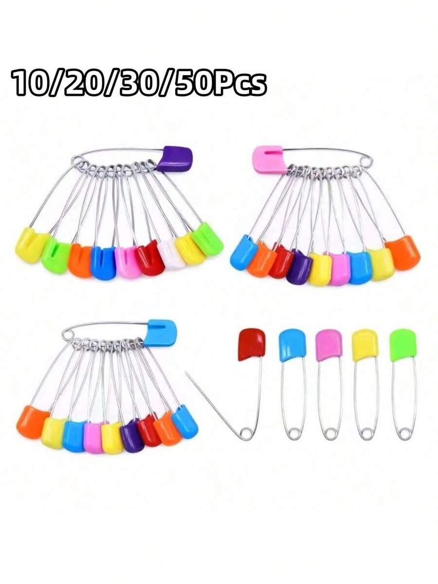 10/20/30/50入 塑膠頭安全針 5cm 安全鎖扣尿布針 DIY 縫紉用品 - Mixed Color - 查看 1
