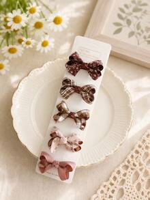 5-Piece Basic Bow Hair Accessory,Pink Bow,Red Bow,For Daily Life - Multicolor - View 14