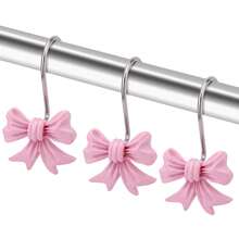 12pcs Bow Knot Shower Curtain Hooks Bathroom Bow Hangers Metal Curtain Rings For Bathroom Room Displays - A - View 4