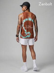 Camiseta sin mangas deportiva de cuello redondo con estampado de letras degradadas para hombre Zenbolt - Multicolor - Ver 4