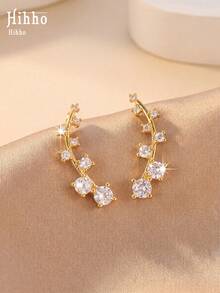 Hihho 1 Pair White Zirconia Ear Studs For Women, Elegant And Cute Jewelry Earrings Suitable For Daily Wear, Holidays And Gatherings - Earrings - View 2