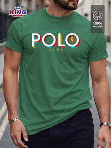 Original HPC POLO T-Shirt With Round Neck And Short Sleeves – Themed Graphic Design "HPC: Retro Typography Houston" – 100% Cotton - 水鴨藍 - View 1