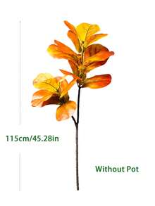 Kmitang 85-125cm Large Artificial Banyan Plants Fake Ficus Tree Branch Autumn Tree Leaves Faux Tropical Palm Plant Red Leafs Plastic Fiddle Leafs Tall Faux Rubber Tree For Home Shop Autumn Party Decor Without Pot 1pc - Multicolor - View 16