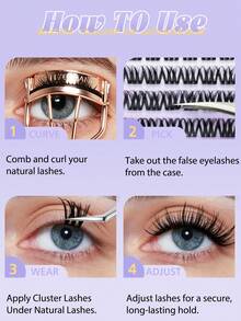 ELYCO 144 Clusters/120 Clusters Segmented Fluffy Eyelash Clusters 0.07mm Thickness 8–16mm Mixed Length False Eyelashes Dense Curly Soft Material Reusable Segmented Design Daily Commute False Eyelashes - D - View 6