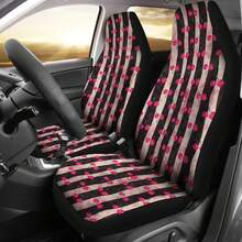 2pc Black And White Striped Car Seat Covers Car Accessories Seat Cover Gifts Idea Pack Of 2 Universal Front Seat Protective Cover - D - 查看 1
