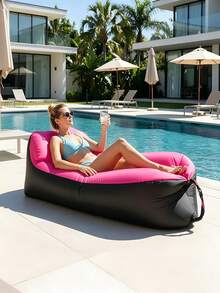 One Inflatable Sofa (Including Storage Bag), A Nap Folding Bed, Camping Lounge Chair, Wear-Resistant And Scratch-Resistant, Easy To Carry, Suitable For Pool Accessories, Camping Equipment, Garden Leisure, Inflatable Pool Supplies. - Multicolor - View 1