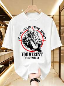 Camiseta diseño táctico en 3D, cuello redondo corte holgado, estilo funcional todo el año - Blanco - Ver 1