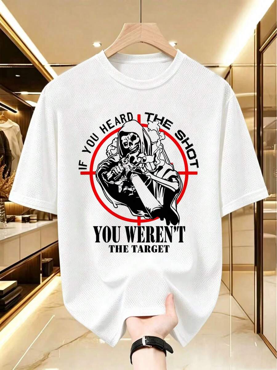 Camiseta diseño táctico en 3D, cuello redondo corte holgado, estilo funcional todo el año - Blanco - Ver 1