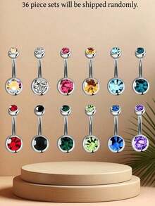 12 buah Cincin Pusar Stainless Steel Warna Acak Cocok untuk Pemakaian Sehari-hari, Liontin Cincin Pusar Gaya Y2K, Tindik Leher, Tindik Omblig, Tindik Omblig - MultiWarna - View 7
