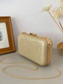 Bolsa Carteira Feminina Elegante Com Corrente Para Festa/Casamento/Banquete - Dourado - Visão 2