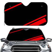 1pc Fashionable Simple Printed Car Sunshade, Made Of Polyester Fiber, Easy To Install, Suitable For Various Car Models, Car Decor With Heat Insulation And Privacy Protection, Keeps Your Car Cool, Foldable For Easy Storage - A - View 3