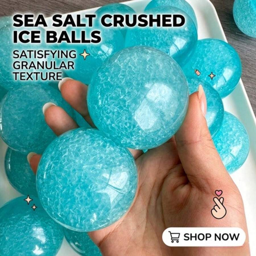 1pc Handmade Sea Salt Ice Ball Squishy, Crisp Slime Texture Squeeze Toy, Soft Stress Relief Fingertip Toy, ASMR Sensory Decompression Toy, Handmade Ice Cream Ball Desk Decor Gift - one-size - View 1