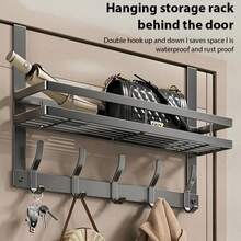 Extended Arm Over-The-Door Hook Rack, Sturdy Heavy Duty Door Hanger For Women, Multi-Purpose Organizer Storage For Coats, Handbags, Bathrobes, Towels, Bathroom Essentials & Household Accessories - Multicolor - View 1