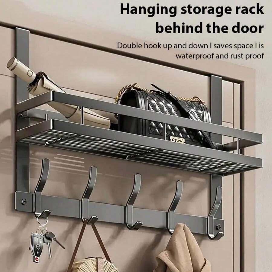 Extended Arm Over-The-Door Hook Rack, Sturdy Heavy Duty Door Hanger For Women, Multi-Purpose Organizer Storage For Coats, Handbags, Bathrobes, Towels, Bathroom Essentials & Household Accessories - Multicolor - View 1