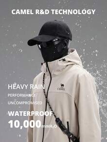 CAMEL CROWN 男士戶外軟殼防水防風刷毛保暖短版連帽休閒外套 - 淺卡其 - 查看 2