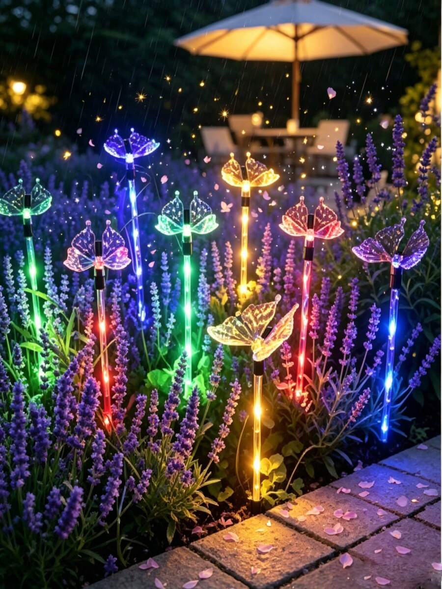 Solar Powered Transparent Butterfly Shaped Ground Light, Solar Fairy ...