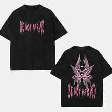 Unisex 100% Cotton Vintage Distressed T-Shirt, Y2K Style Graphic Print,  And Modern Look, Soft Fabric With Great Comfort, Loose Fit, Versatile Garment And Perfect For Gifting. - Hitam - View 1