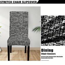 4 piezas/6 piezas Fundas de silla con estampado digital texturizado en blanco y negro, Juego de fundas de silla desmontables y lavables, Protector de asiento suave y elástico, Adecuado para comedor, cocina, salón de banquetes, restaurante, dormitorio, oficina, sala de estar, dormitorio, decoración del hogar - Multicolor - Ver 4