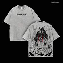 Camiseta de Algodón Grueso de Talla Unisex con Doble Estampado Vintage de Shota Aizawa de My Academia para Fanáticos y Amantes del Anime - Gris - Ver 1