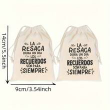 10 pièces Sacs cadeaux élégants en coton doux avec cordon de serrage pour la récupération après la gueule de bois, sacs cadeaux réutilisables avec citations espagnoles imprimées et fermeture à cordon, sacs de rangement légers et portables, convenant pour les enterrements de vie de jeune fille, les mariages, les kits de récupération après la gueule de bois pour les anniversaires, polyvalents et universels - A - Voir 6