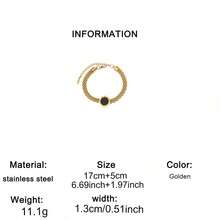1 pieza Pulsera de mujer de acero inoxidable, diseño de esfera con números romanos, cadena trenzada ajustable vintage, esfera de ágata negra, elegante de lujo, color dorado, versátil para us - Dorado - Ver 1