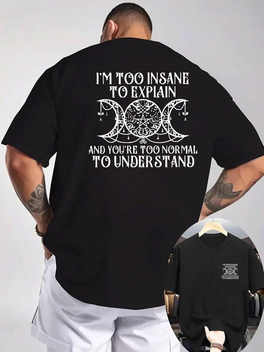 Nueva camiseta casual de verano para hombre, de manga corta y cuello redondo acanalado, de tejido de punto, fresca y cómoda, con estampado a doble cara, diseño de la Diosa de Marzo, adecuada - Negro - Ver 1