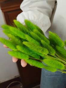 60支卡其色人造兔尾草花莖，波希米亞風仿真兔尾草，適用於花藝布置、DIY手工、居家廚房、婚禮、派對、母親節、感恩節裝飾、DIY花環、花束及攝影道具裝飾 - 綠色 - 查看 2