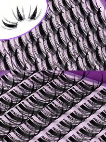 384Pcs Manga Spiky Wet Look Cluster Lash Kit 10-20mm, Soft Fluffy Lightweight 3D Faux Mink Individual DIY Eyelash Extensions With Tweezers & Lash Brush For Home Self Makeup - D - View 4