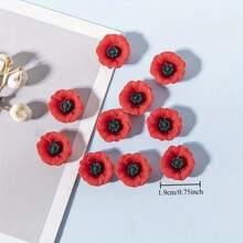 5/10/15pcs Red Poppy Flower Fridge Magnets, Cute And Interesting Kitchen Decor, Room And Office Decor, Home Decor, ABS Material, Perfect Gift For Holidays, Refrigerator Magnets - Red - View 4