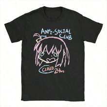 Camiseta de anime de la banda musical Bocchi Club para hombres y mujeres, camiseta de algodón puro, camiseta de cuello redondo, camiseta Bocchi The Rock, ropa original,playeras de hombre,cam - Negro - Ver 1