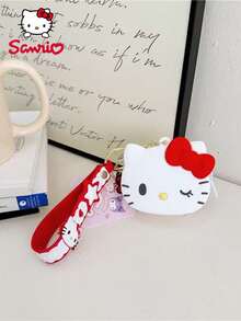 SANRIO 1pc  Officially Licensed Mini Silicone    Keychain Coin Purse Makeup Bag Storage Bag Collection Set Waterproof Portable Multi-Functional Cute Cartoon Small Bag Suitable For Personal Storage Decoration Birthday Christmas Gift For Friends Family Couples Fans - Multicolor - View 1