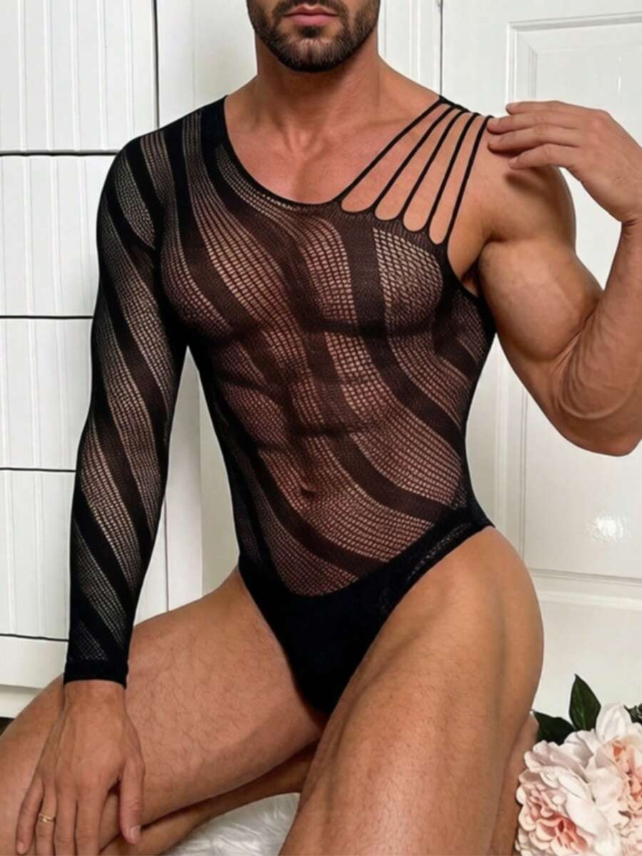 A - Leotard / Wrestling Singlet / Thong For Guys - Black - View 1