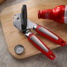 1pc Heavy Duty Stainless Steel Manual Can Opener With Flat Blade, Soft Rubber Handle And Rust-Proof Extra Large Knob, Easy To Operate - Multi-Functional Kitchen Tool, Black, Red - View 8