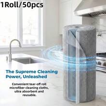 50pcs Microfiber Cleaning Cloths: High Absorbency, Lint-Free Rags, Suitable For Home, Kitchen And Car, Reusable Cleaning Wipes, Roll-Up Tear-Off Design - A - View 9