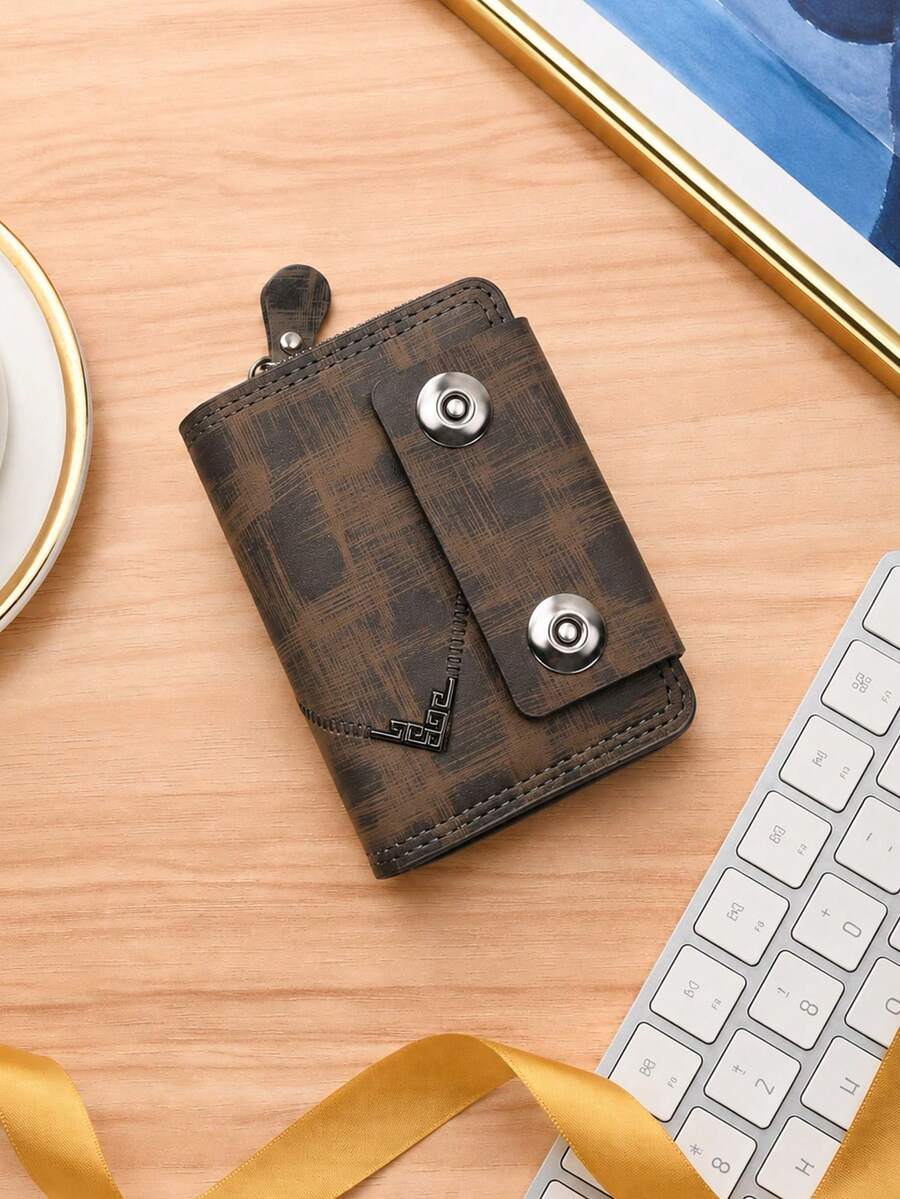 Men's Multi-Slot Large Capacity ID Card Bank Card Multi-Function Wallet Card Holder Small Bag,Key Holder For Men - Bronze - View 1