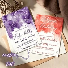 Custom Personalized Invitation & Greeting Cards With Custom Text, Matching Inner Pages & Envelopes, Thank You Note Cards For Birthday, Wedding, Anniversary, Bridal Shower, Holiday & All Party Occasions - Customized Birthday Cards - View 4