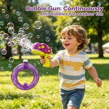 Cool T-Rex Automatic Bubble Gun, Large Capacity Ring-Shaped Leak-Proof Liquid Storage Design, One-Touch Continuous Bubble Output With Colorful Lights, Suitable For Birthday Parties, Beach Camping, Backyard Play And More, 3+ Years Old Boys And Girls, Children's Day, Christmas, 1st Birthday Gift Choice, Outdoor Parent-Child Interactive Atmosphere Toy - Multicolor - View 4